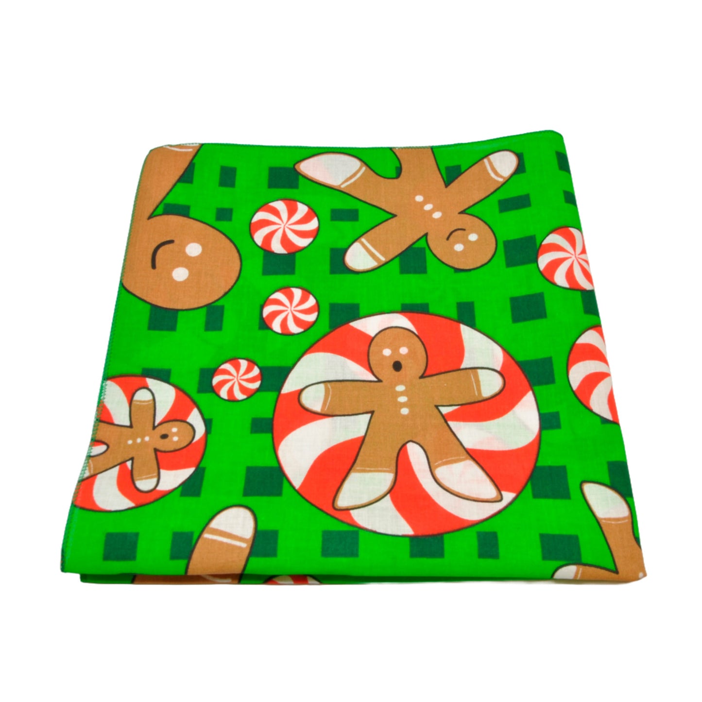 «Pepperkake» | Grønn julebandana | Bomull (55 x 55 cm)
