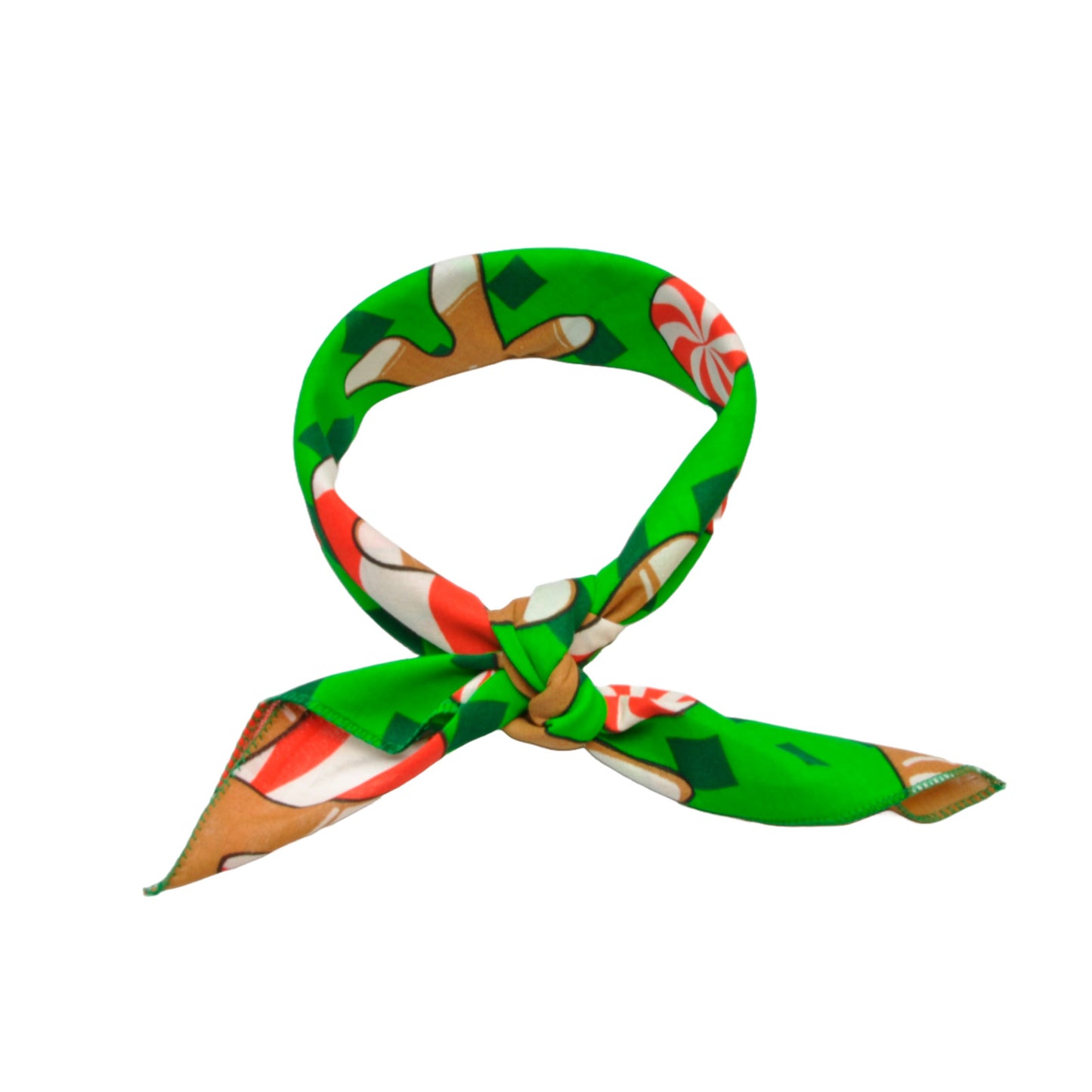 «Pepperkake» | Grønn julebandana | Bomull (55 x 55 cm)