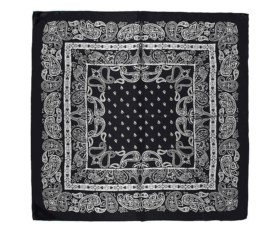 «London Black» | Silkeskjerf | Sort bandana med Paisley-mønster | 100 % Silke (68 x 68 cm)