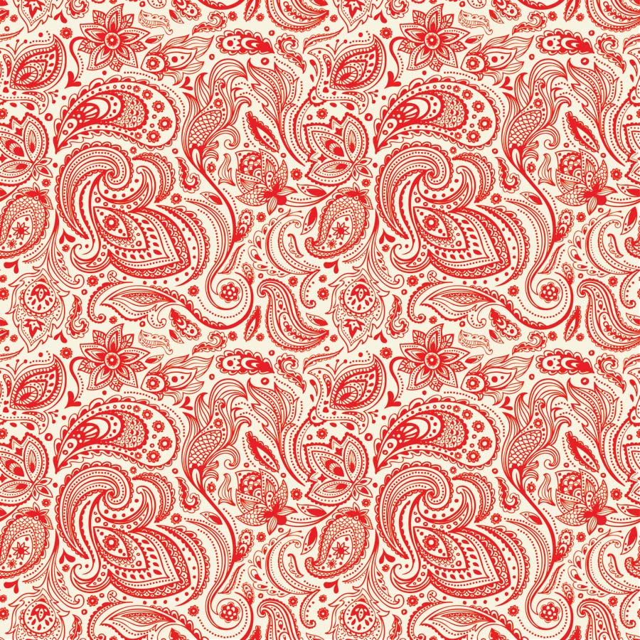 Bandana / Tørkle | Rød og Hvit | Engelsk Paisley | Bomull (55 x 55 cm)