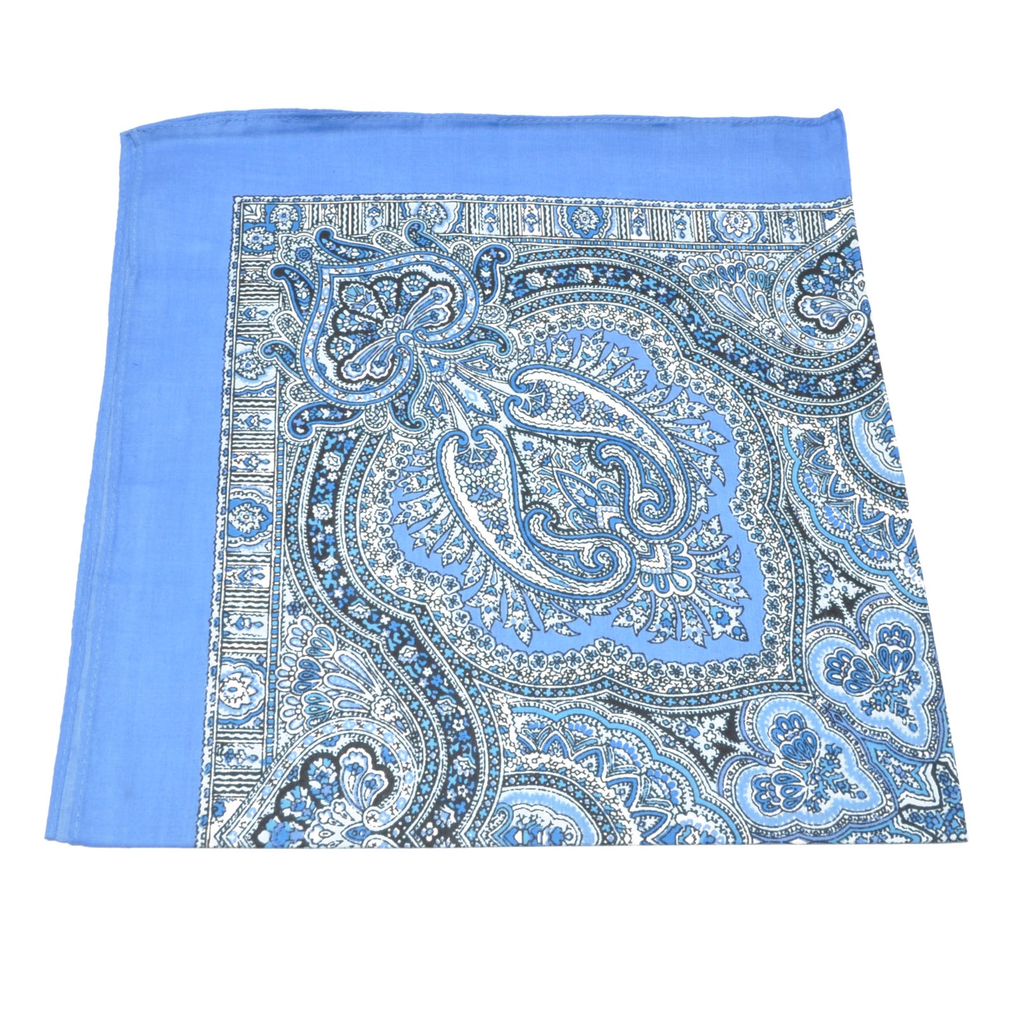 Lyseblå bandana med Paisley-mønster | 100 % bomull | 55 x 55 cm