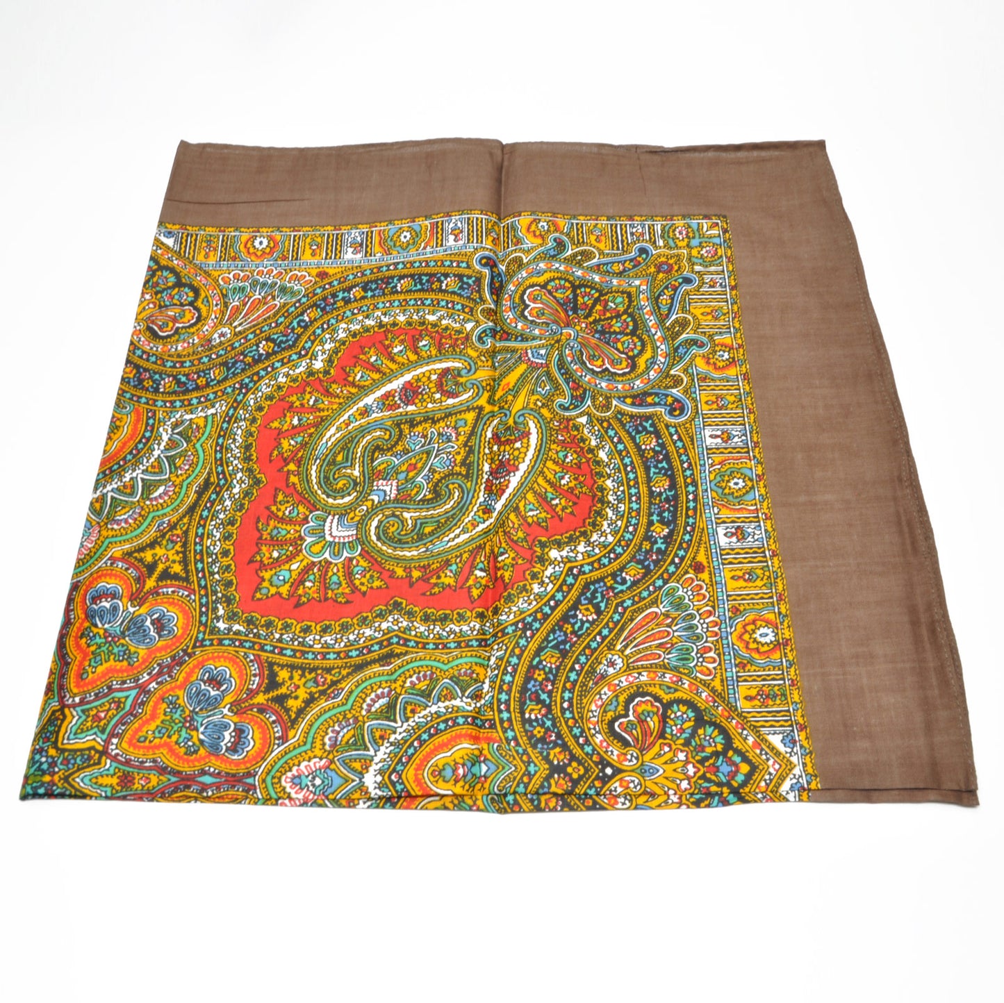 Brun bandana med Paisley-mønster | 100 % bomull | 70 x 70 cm