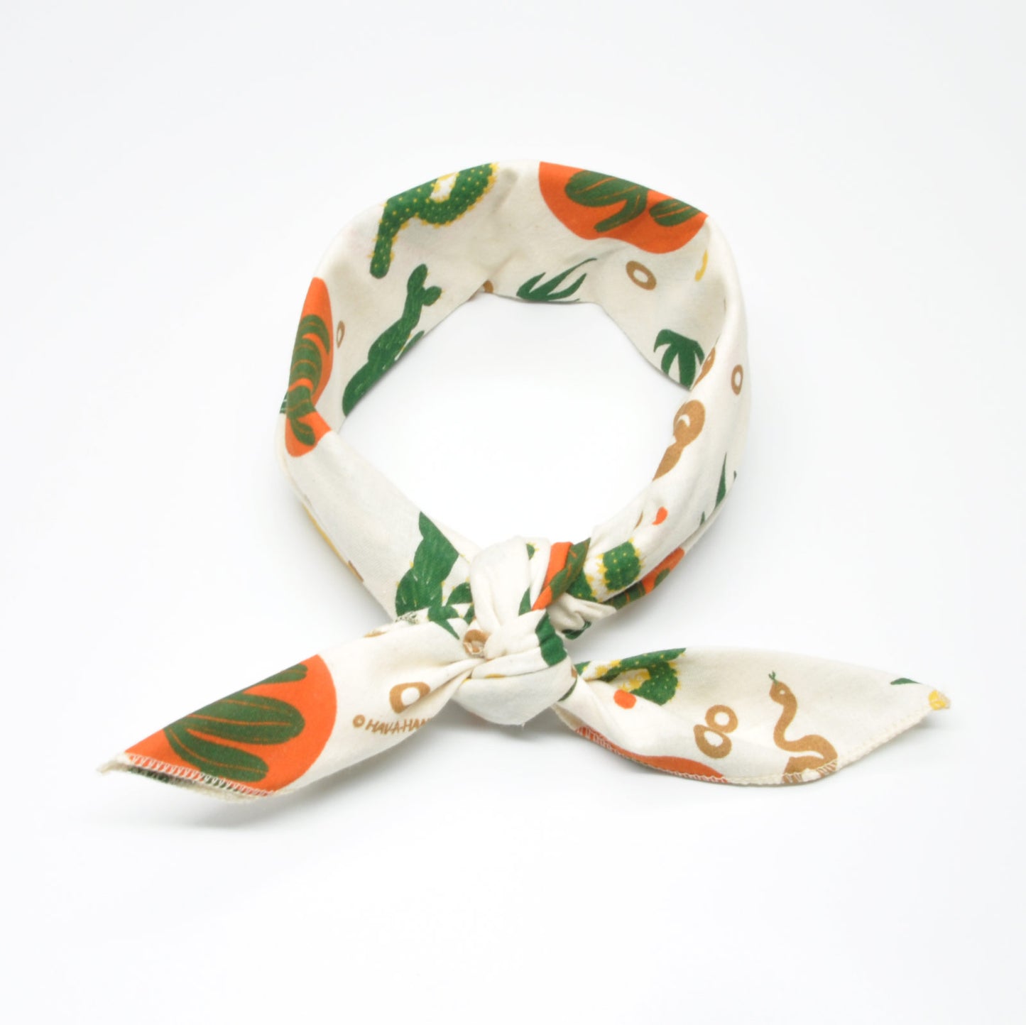 Hvit Bandana med Kaktuser | «Wild West» | Bomull | (55 x 55 cm)
