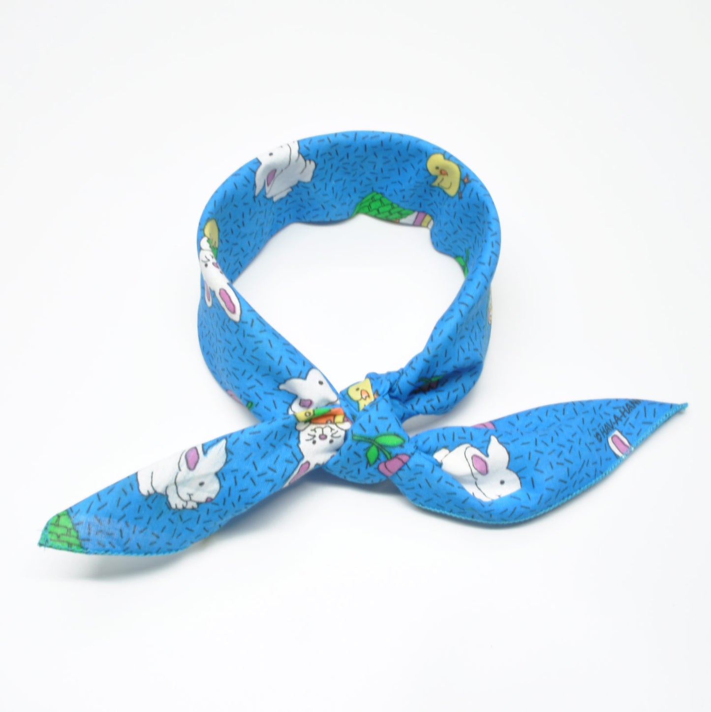Blå Bandana med Påskehare-mønster | Bomull | (55 x 55 cm)