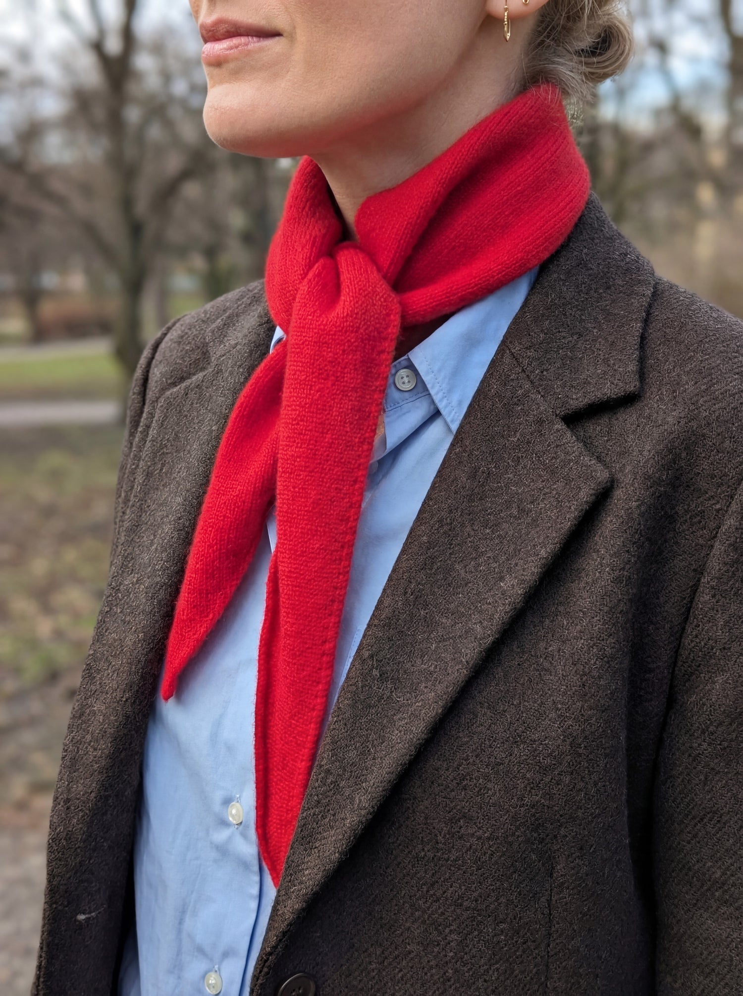 "Glød" | Rødt triangelskjerf | Ull og kasjmir (110x35)