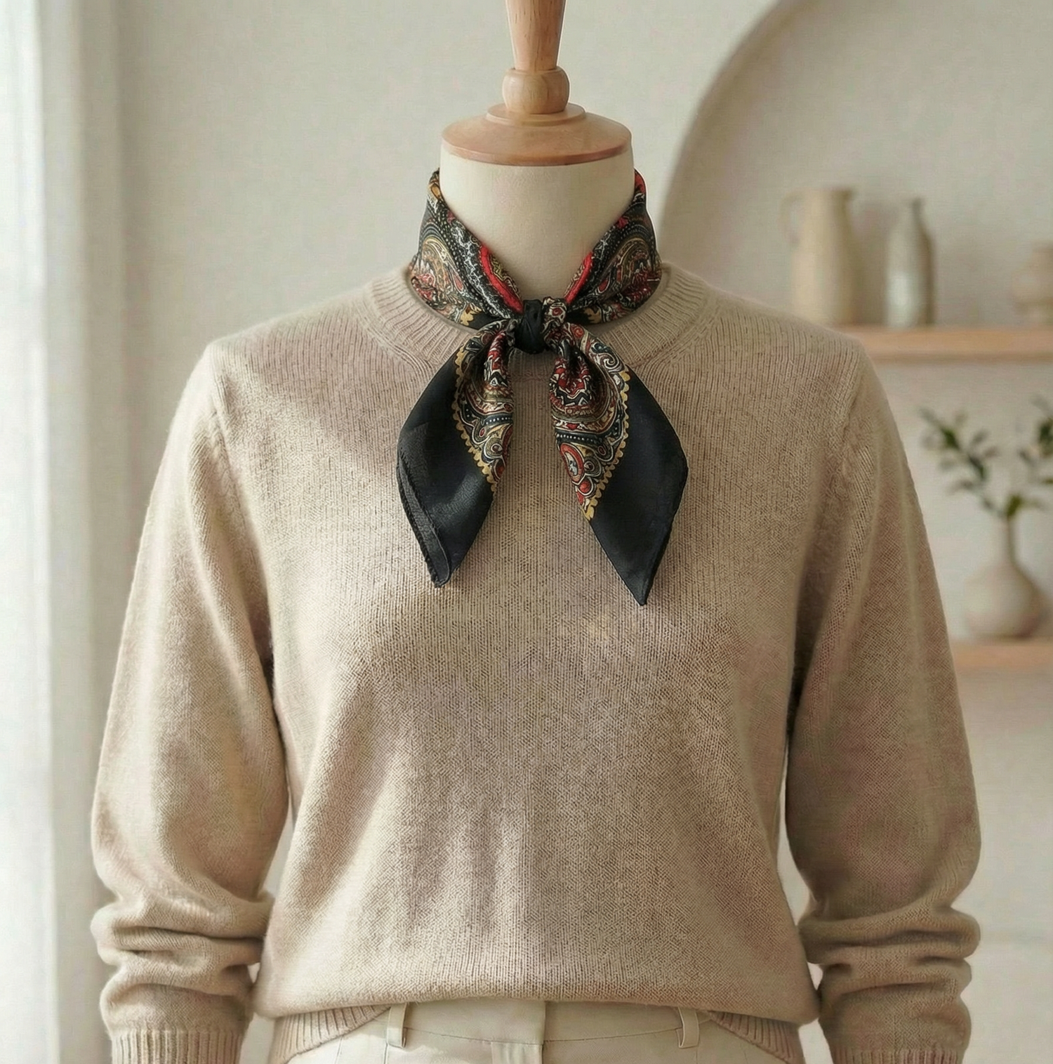 Premium Bandana / Tørkle | Sort | Paisley | Bomull (55x55 cm)