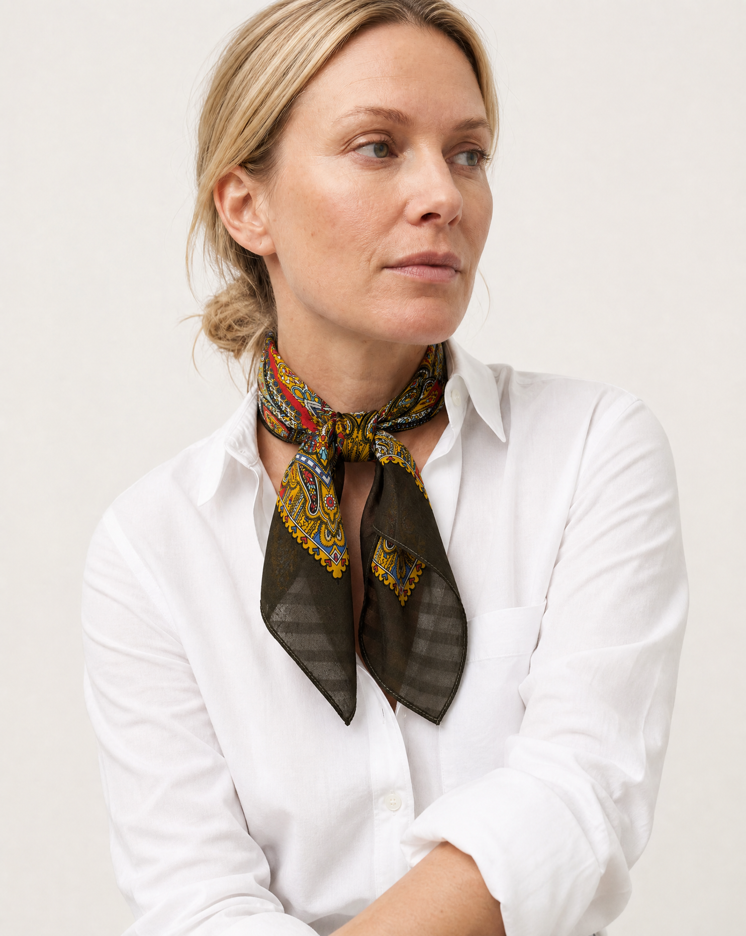 Olivengrønn - Bomull og silke