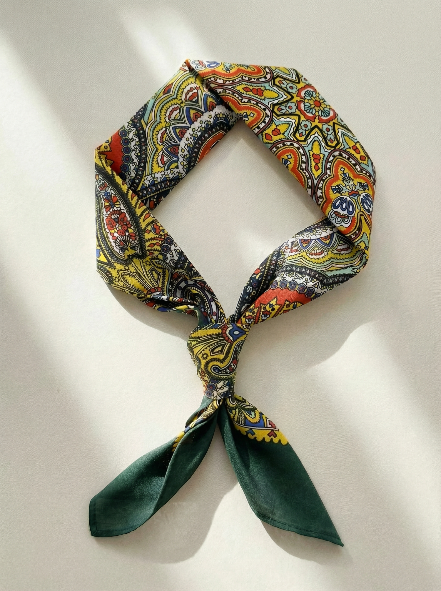 Premium Bandana / Tørkle | Grønn | Paisley | Bomull (55x55 cm)