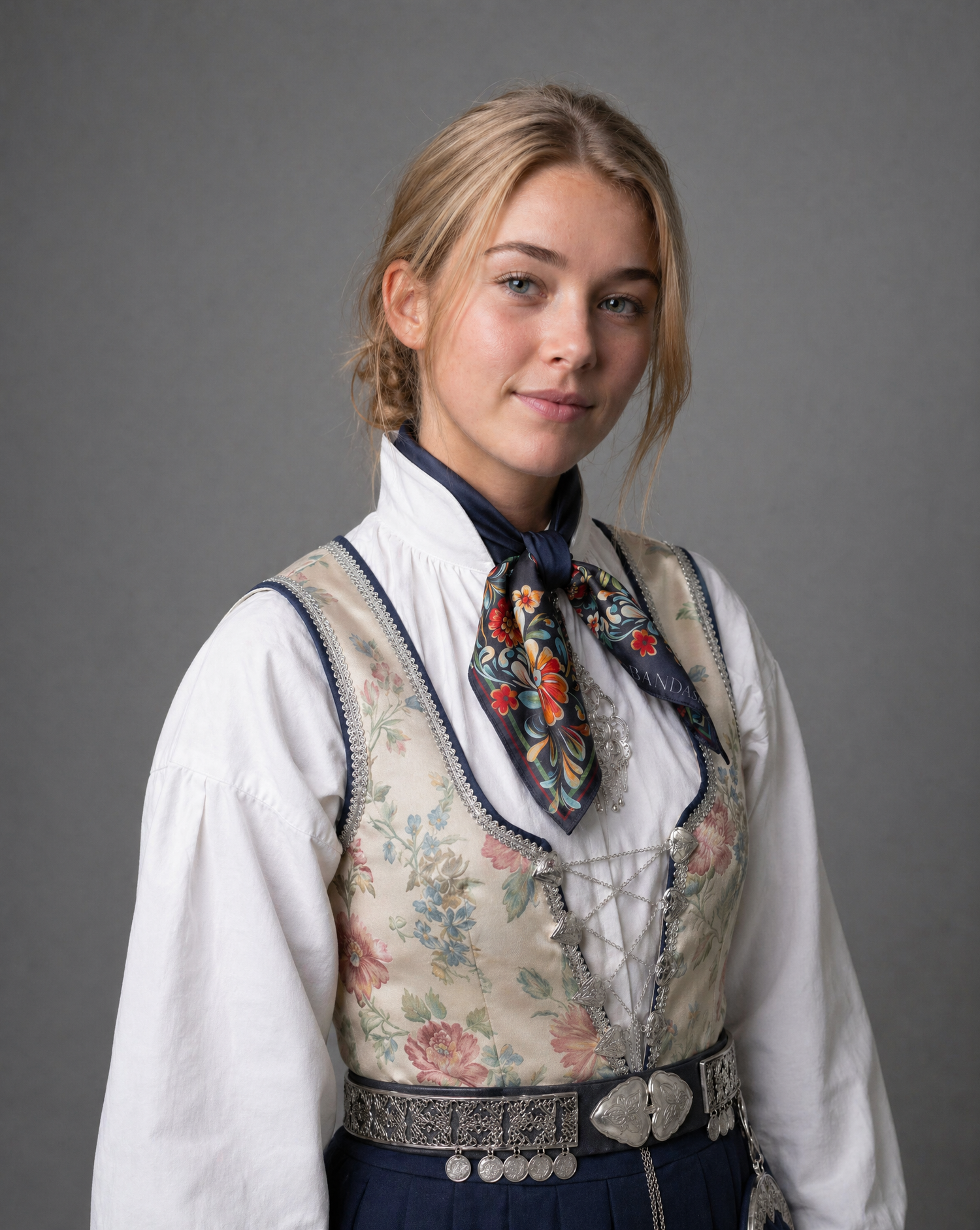 Rosendal Blå - Silkeskjerf