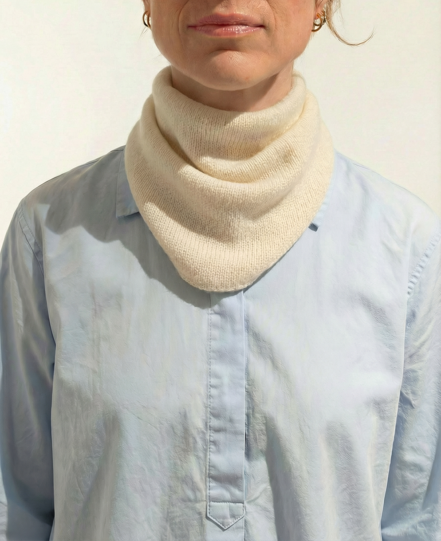 "Snø" | Hvit triangelskjerf | Ull og kasjmir (110x35)