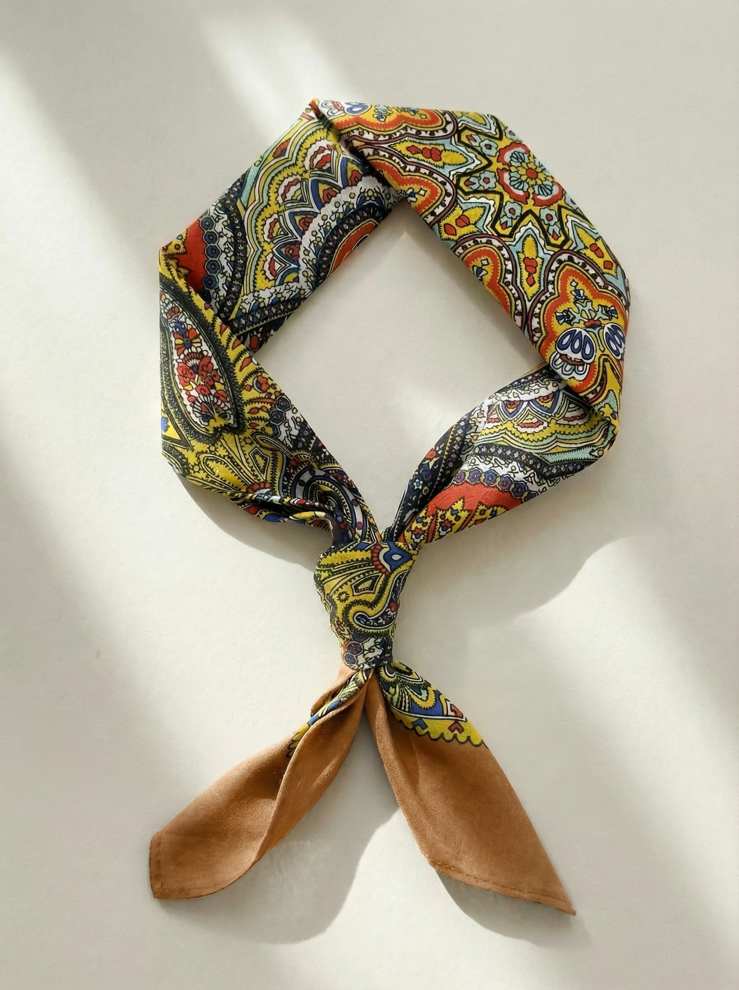 Premium Bandana / Tørkle | Lysebrun | Paisley | Bomull (55x55 cm)