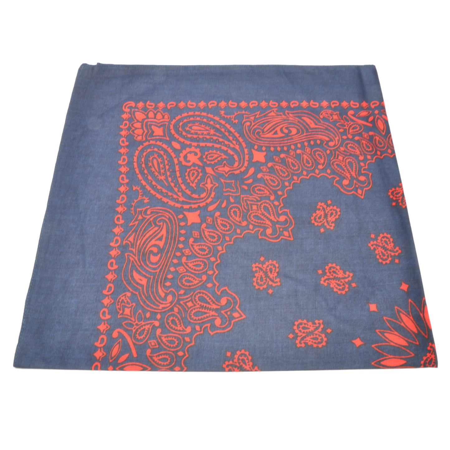 Blå Bandana med Rødt Paisley-mønster | Bomull | (55 x 55 cm)