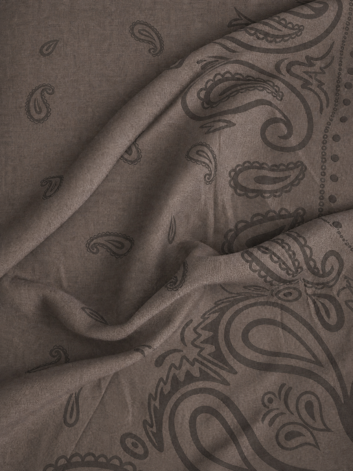 Taupe Paisley - bomull silke
