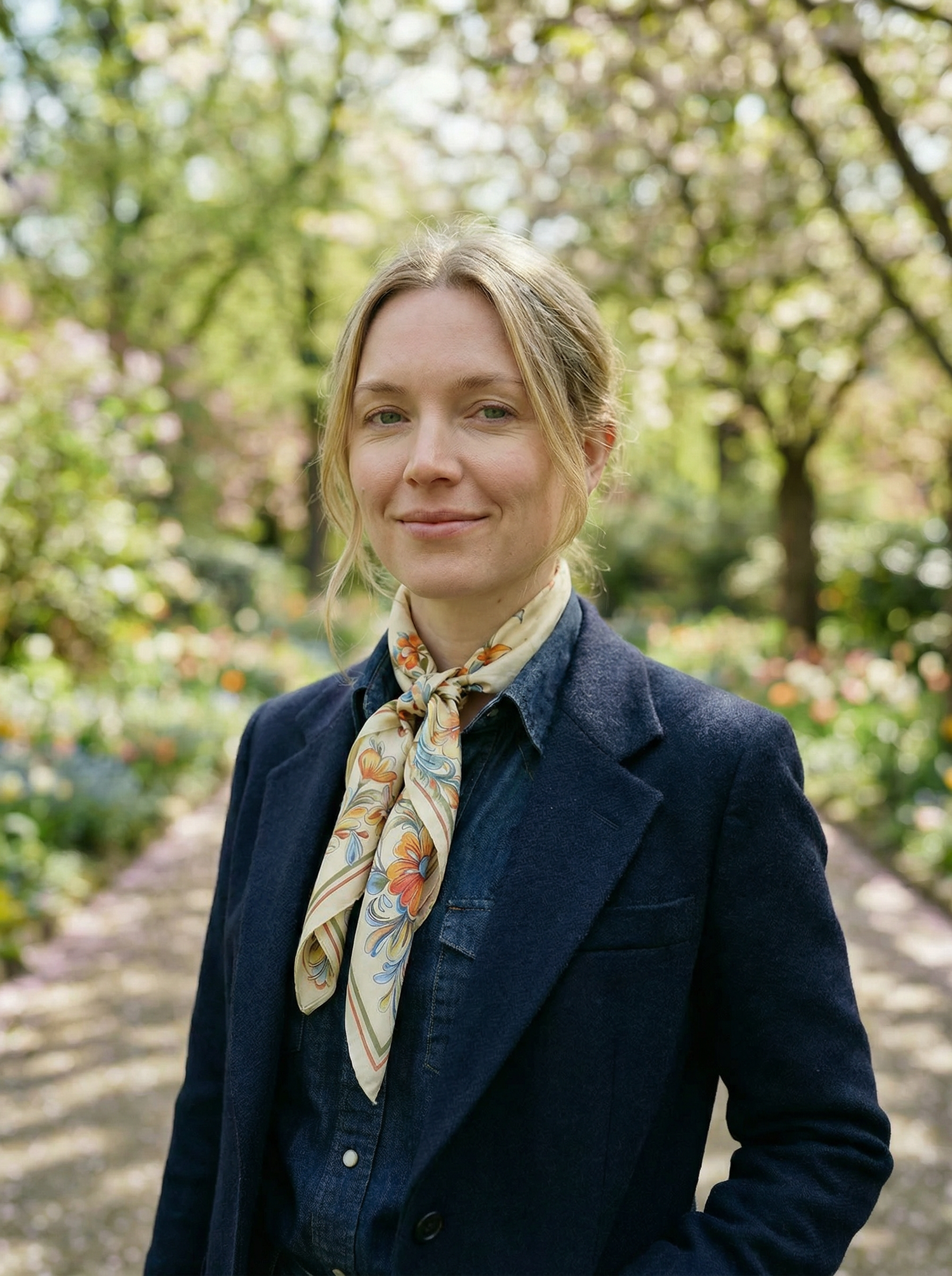 "Rosendal" Krem | Hvit silkeskjerf | Silke (65x65)