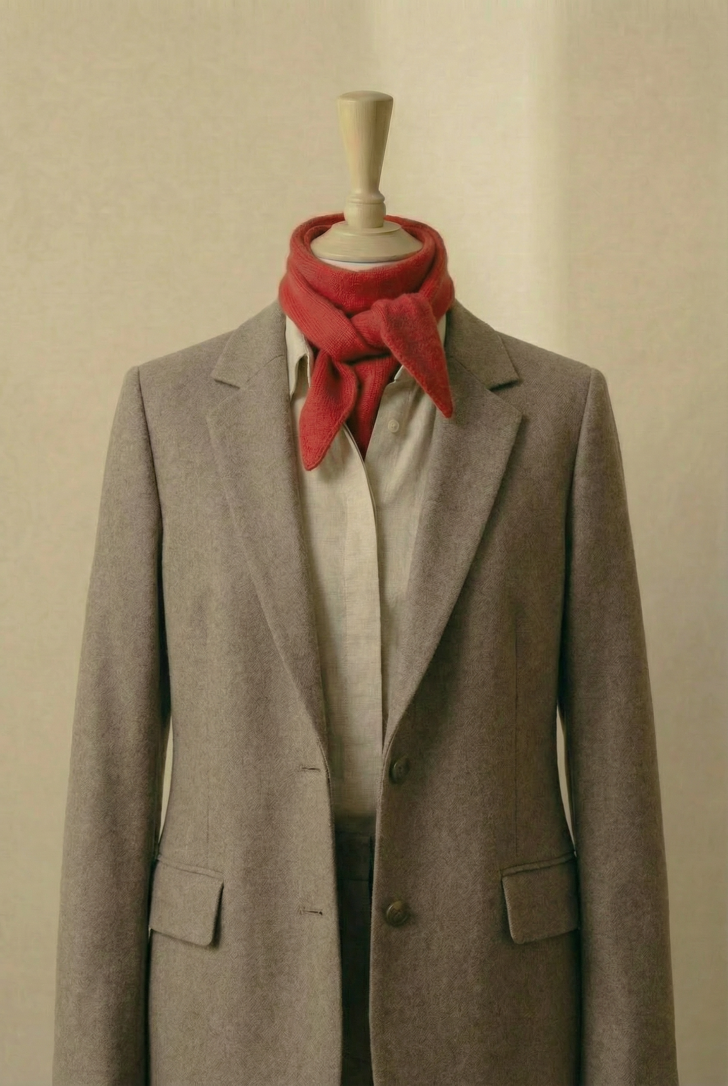 "Glød" | Rødt triangelskjerf | Ull og kasjmir (100x35)