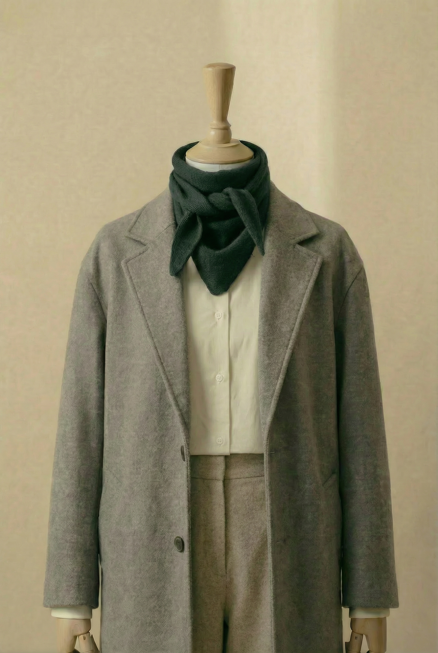 "Skog"| Olivengrønt triangelskjerf | Ull og kasjmir (100x35)