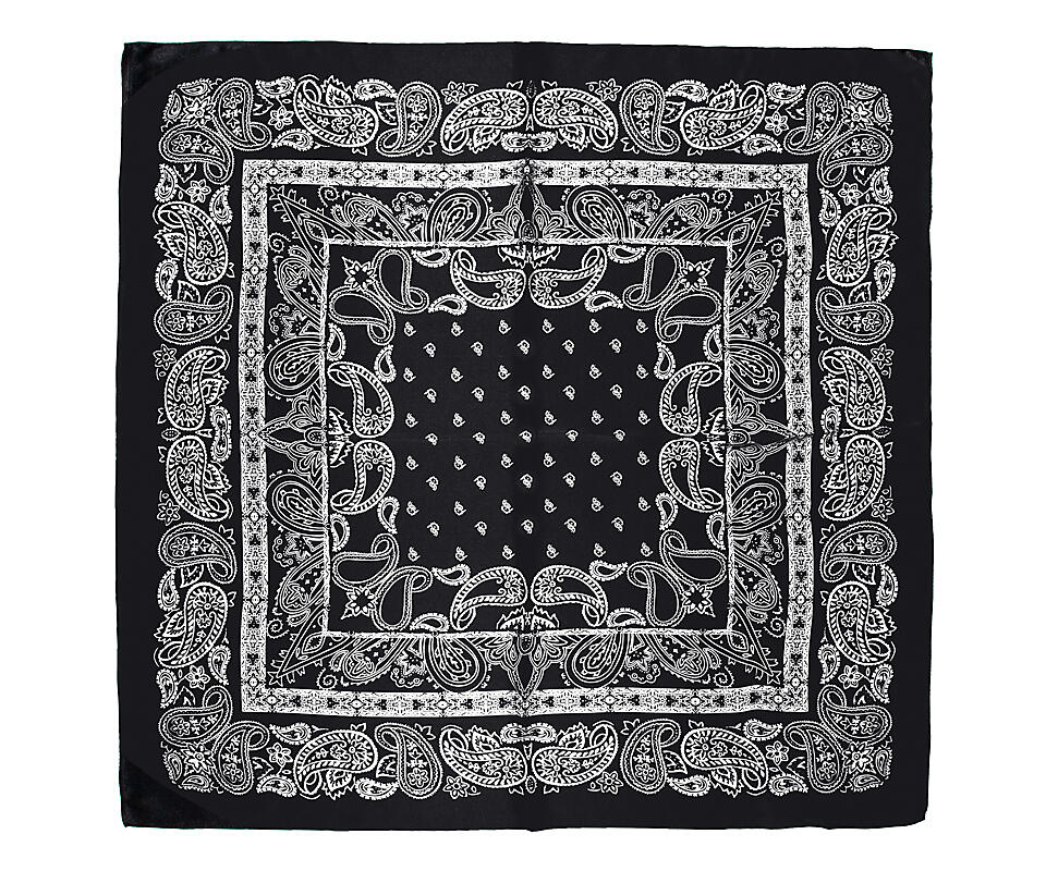 «London Black»  | Silkeskjerf | Sort bandana med Paisley-mønster | 100 % Silke (68 x 68 cm)