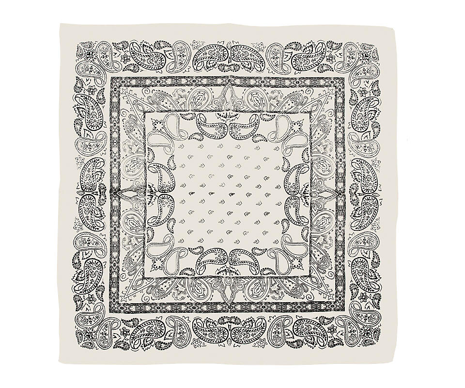 «London Off White»  | Silkeskjerf | Hvit bandana med Paisley-mønster | 100 % Silke (68 x 68 cm)