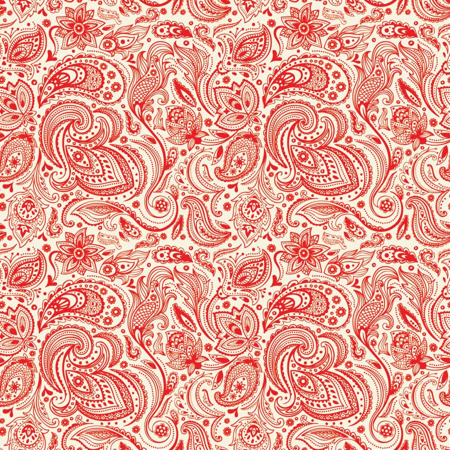Bandana / Tørkle | Rød og Hvit | Engelsk Paisley | Bomull (55 x 55 cm)