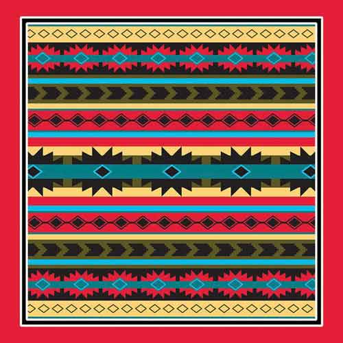 Rød Bandana med Aztec-Mønster | Bomull | (55 x 55 cm)