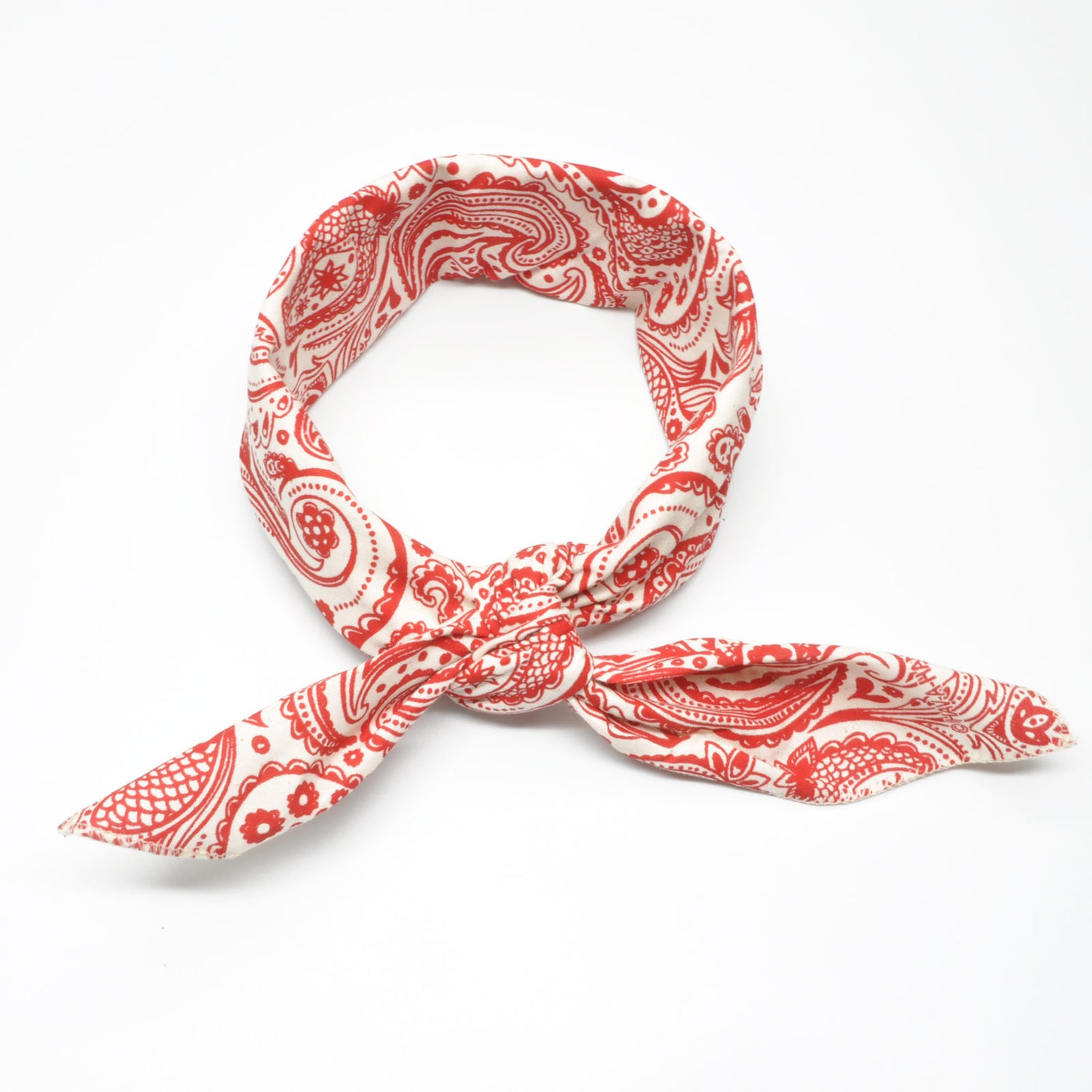 Bandana / Tørkle | Rød og Hvit | Engelsk Paisley | Bomull (55 x 55 cm)