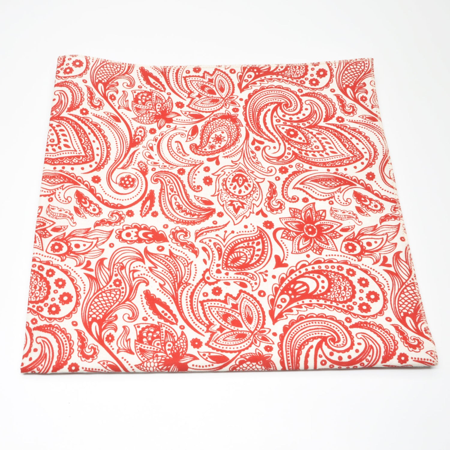 Bandana / Tørkle | Rød og Hvit | Engelsk Paisley | Bomull (55 x 55 cm)