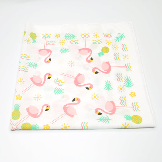 Lys Bandana Med Flamingo-mønster | Bomull | (55 x 55 cm)