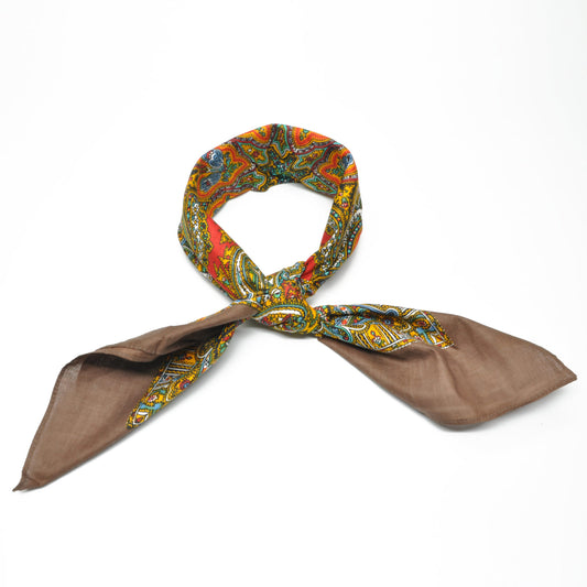Brun bandana med Paisley-mønster | 100 % bomull | 70 x 70 cm