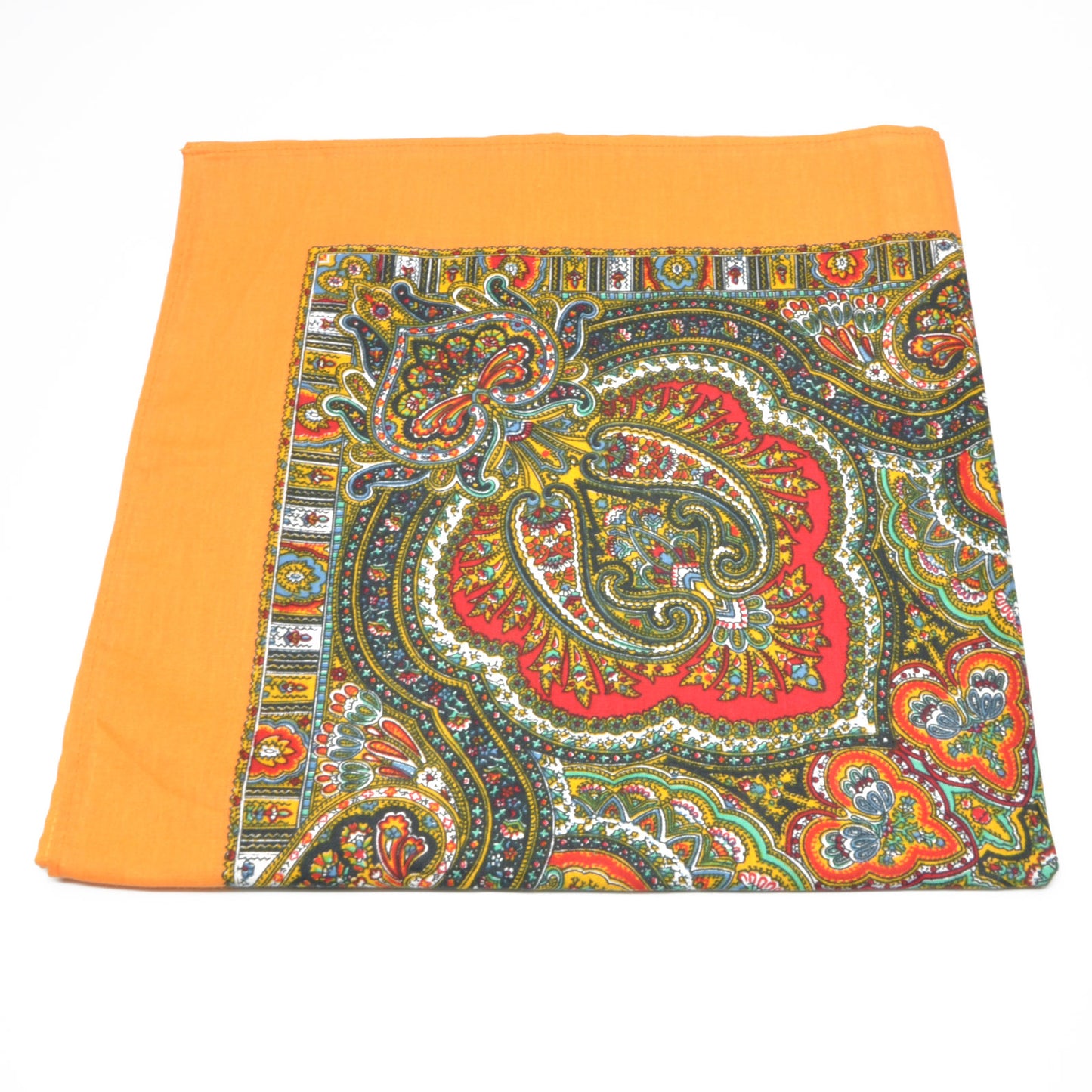 Oransje bandana med Paisley-mønster | 100 % bomull | 55 x 55 cm