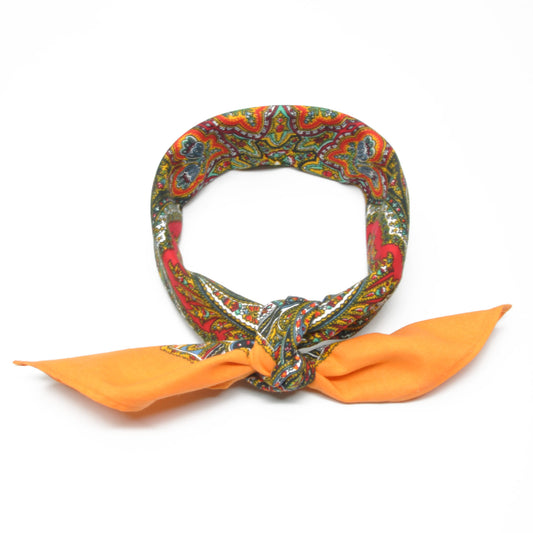 Oransje bandana med Paisley-mønster | 100 % bomull | 55 x 55 cm