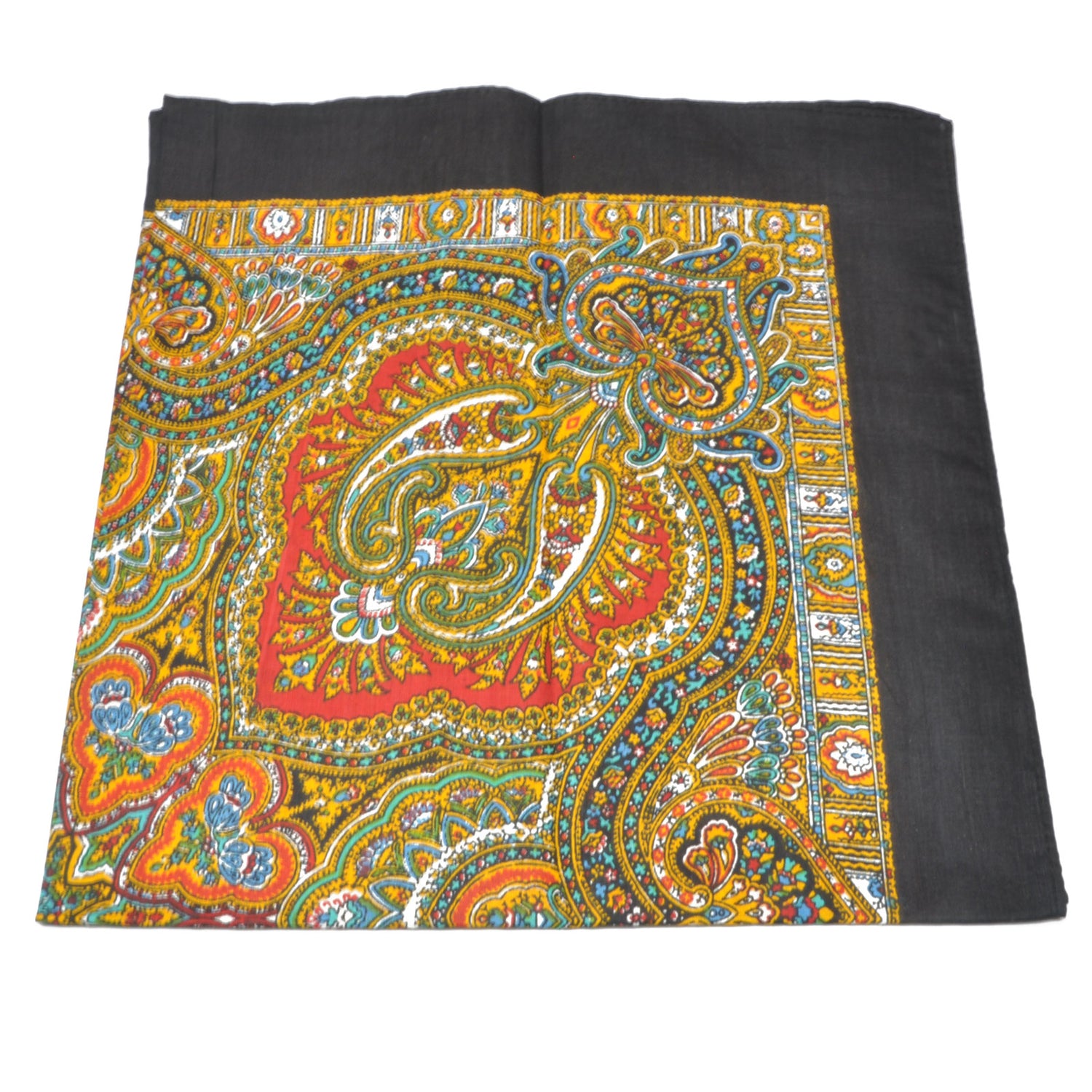 Sort bandana med Paisley-mønster | 100 % bomull | 55 x 55 cm