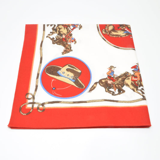 Rød og Hvit Bandana med Cowboy-mønster | Bomull | (55 x 55 cm)