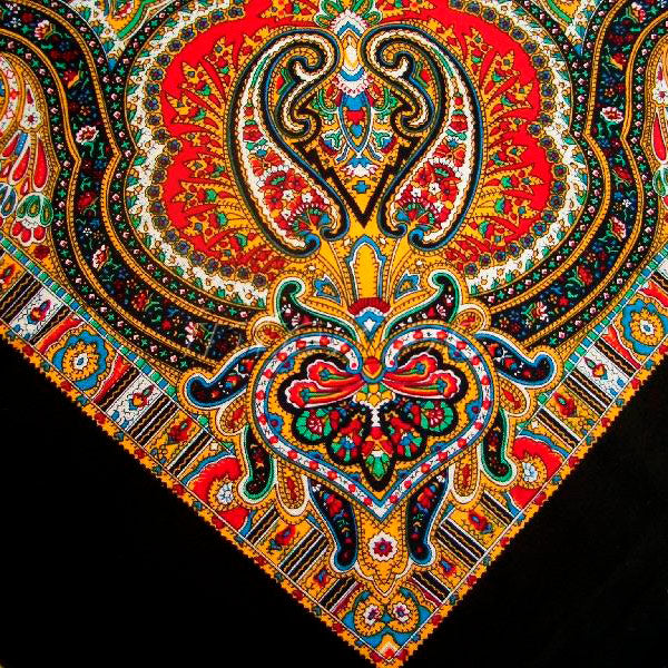 Bandana. Halstørkle med Paisley-mønster. Svart. 100 % bomull.